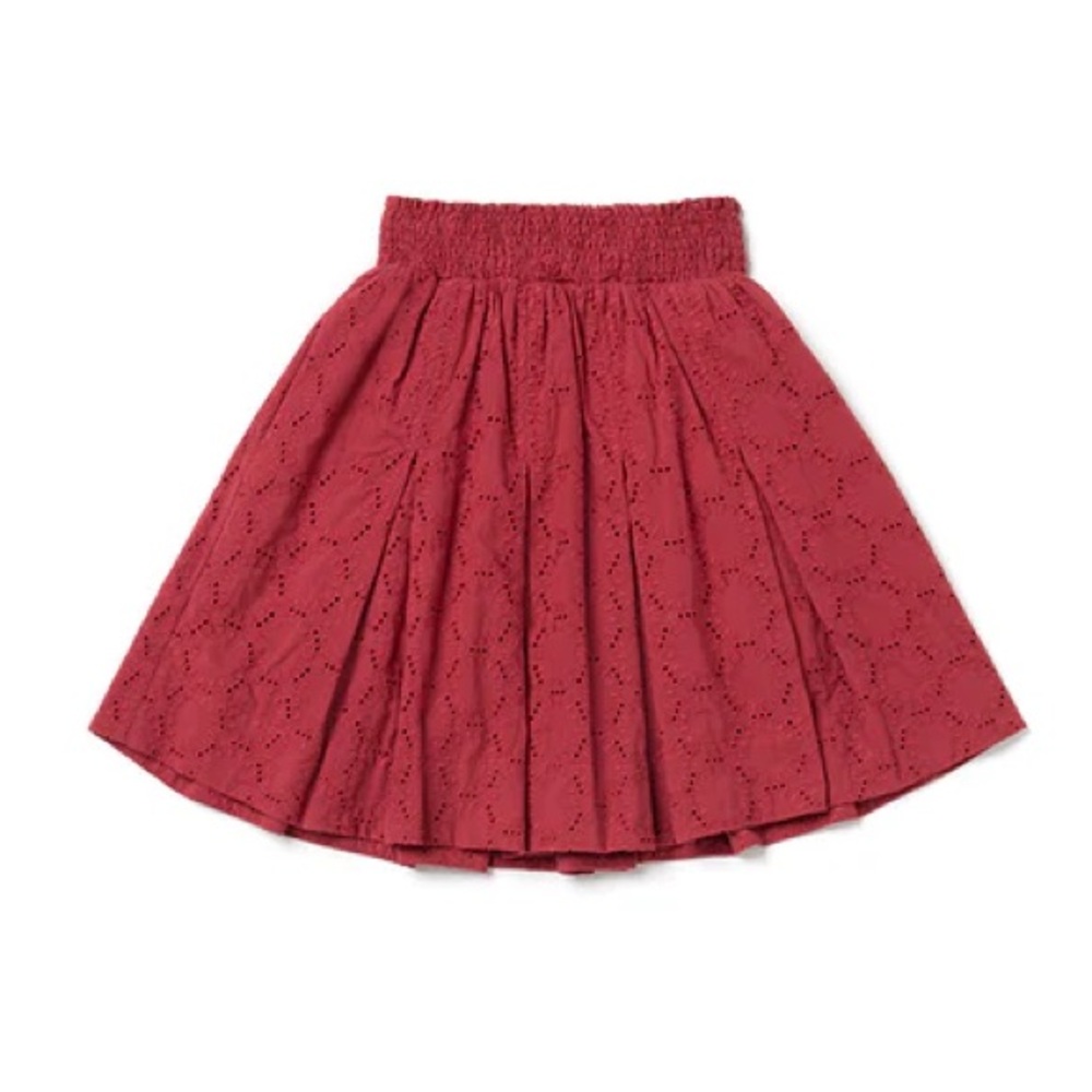 BURU Smocked MINI Skirt - NWT - S Crimson Eyelet